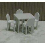 TABLE & CHAIRS 1:48 WHITE 5PC